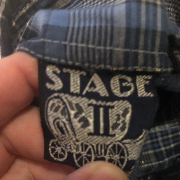 Vintage Stage II Western Plaid lightweight Pearl Snap Shirt Fancy sparkle 16 34 - Picture 3 of 15
